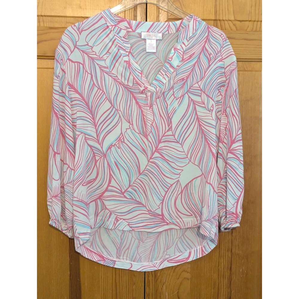 Stella Parker Pink Sport Floral Tropical‎ Sz Small Golf Pickleball Top